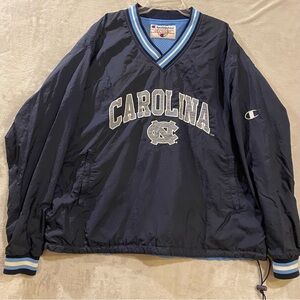 North Carolina Jacket Men’s Blue Tar Heels Vneck Pullover Mesh Lining Football